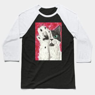 Hi black white cat watercolor painting Baseball T-Shirt